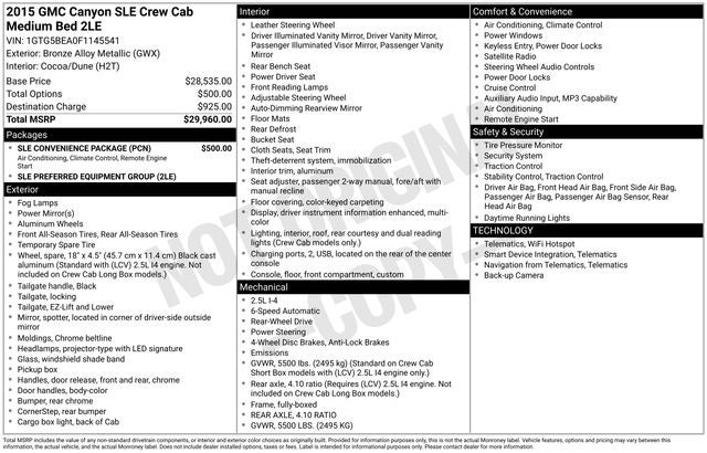 2015 GMC Canyon SLE1
