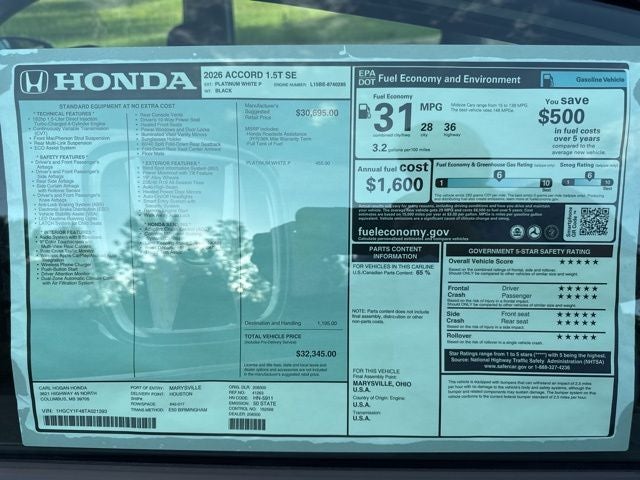 2026 Honda Accord SE