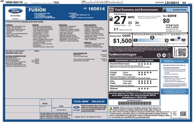2020 Ford Fusion SE