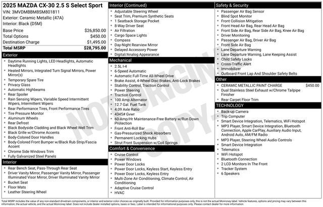 2025 Mazda Mazda CX-30 2.5 S Select Sport