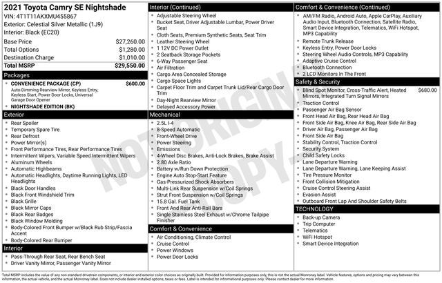 2021 Toyota Camry SE Nightshade