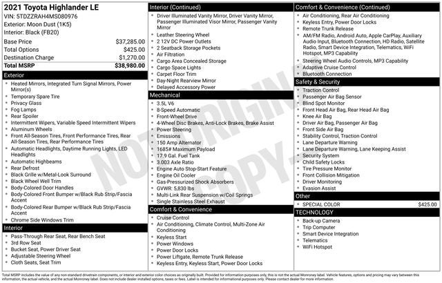 2021 Toyota Highlander LE